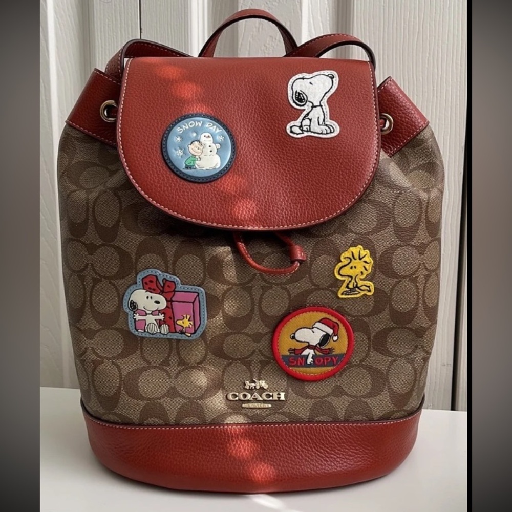 NWT Coach Coach X Peanuts Dempsey Drawstring Backpack
